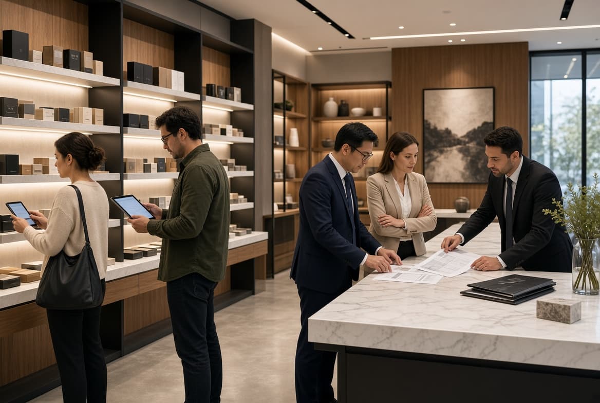 One storefront, two buyer types: retail customers comparing specs, and wholesale/export buyers placing bulk factory-direct orders.